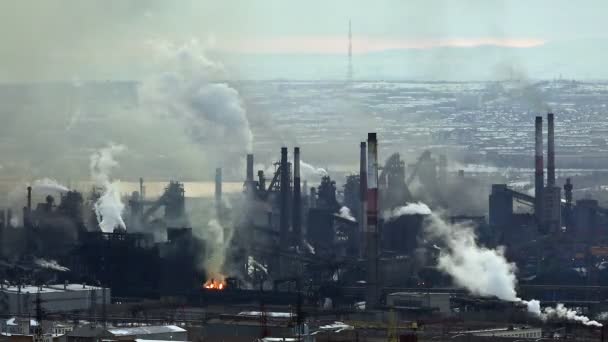 Забруднення повітря, промисловість, металургія, проміжок часу — стокове відео