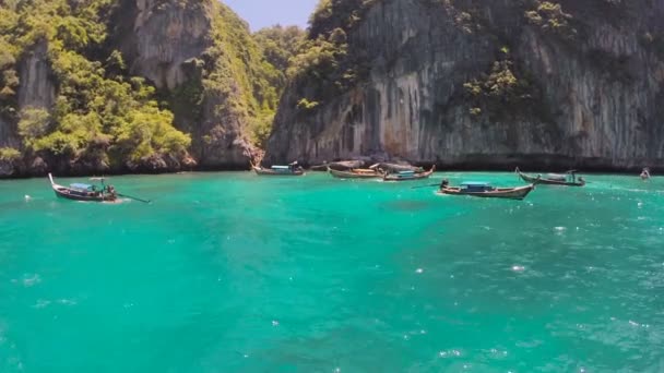 Cove With Boats on Tropical Islands — Stock Video