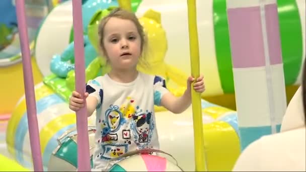 Little Blond Girl on a Swing — Stock Video