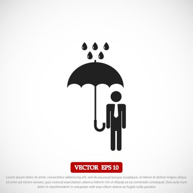 bir şemsiye yağmur simgesi olan adam
