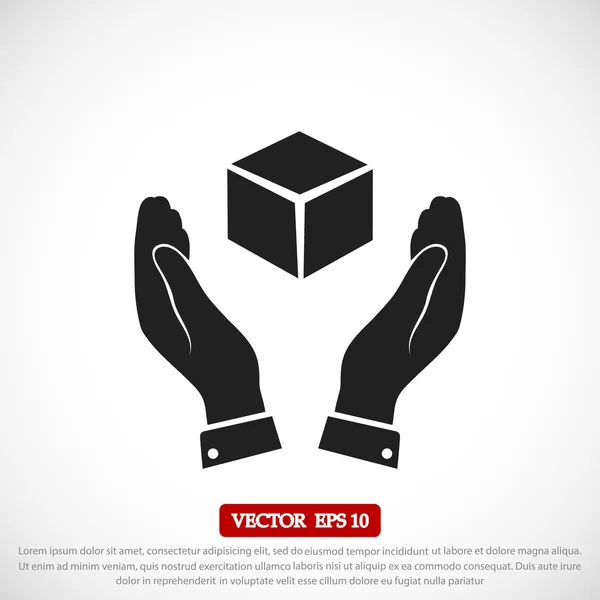 Cubo com mãos ícone — Vetor de Stock