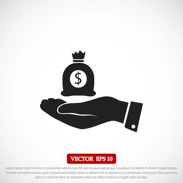 Pictogramme de l'argent en main — Image vectorielle