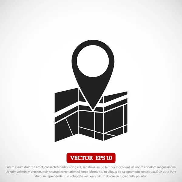 Ícone de mapa vetorial com Pin —  Vetores de Stock