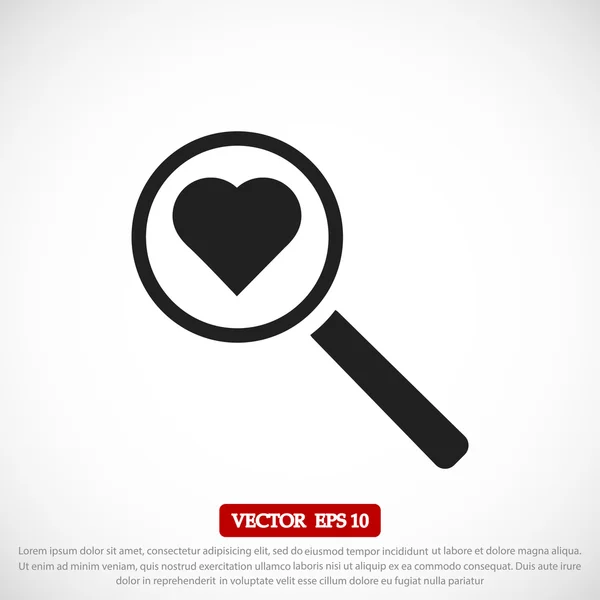 Ícone de pesquisa de coração — Vetor de Stock