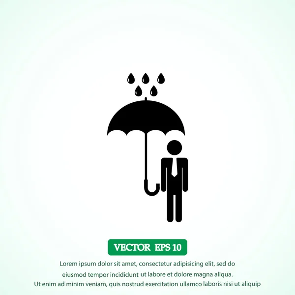 Man with umbrella in rain icon — Stock Vector