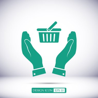 sepet vektör simge elinde