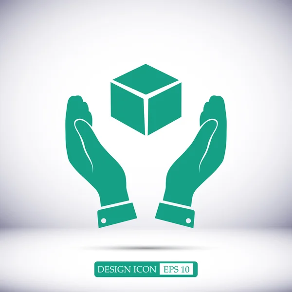 Icône cube dans les mains — Image vectorielle