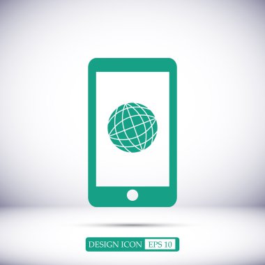 Smartphone ve küre işareti simgesi