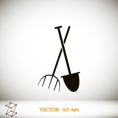 Bahçe çatal ve kürek simgesi