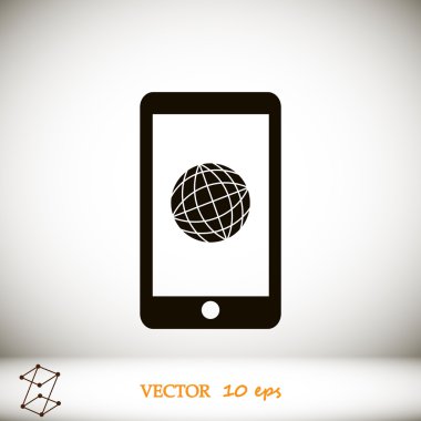 Smartphone ve küre işareti simgesi