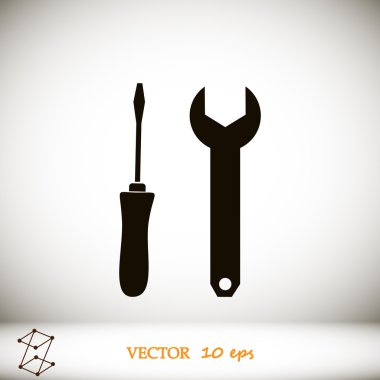 İngiliz anahtarı ve tornavida simgesi