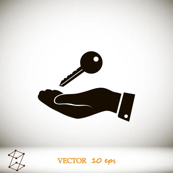 Pictograph på nyckel-symbolen i hand — Stock vektor