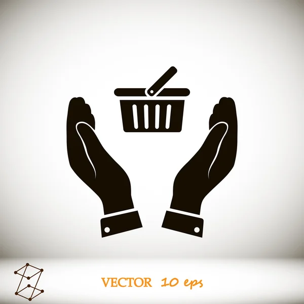 Kosár-kéz ikon — Stock Vector