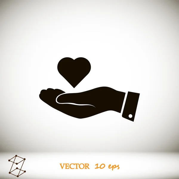 Szív-kéz vektor ikon — Stock Vector