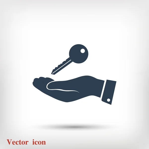 Пиктограф ключевой иконы в руке — стоковый вектор