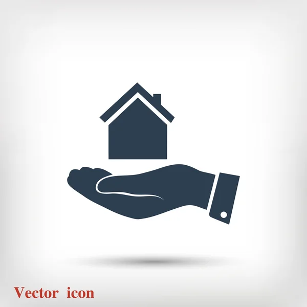 Pictograma de casa na mão — Vetor de Stock