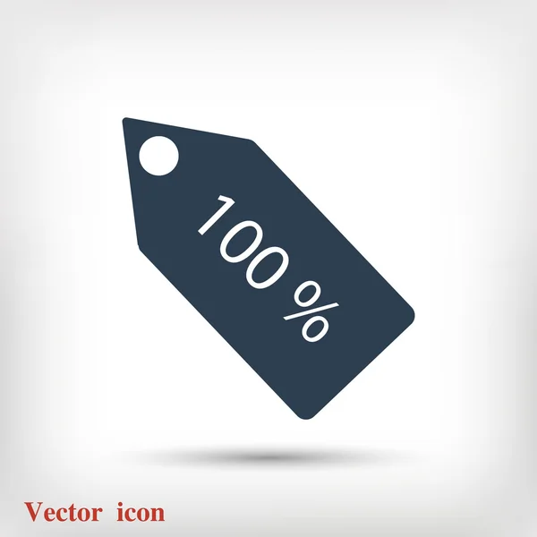 100% icono de etiqueta — Vector de stock