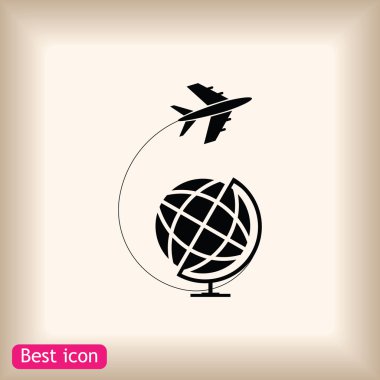 Seyahat Dünya ve uçak simgesi