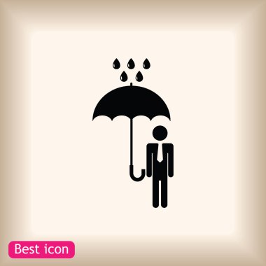 bir adam bir şemsiye simgeyle