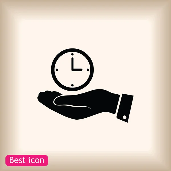 Klockan ikonen i hand — Stock vektor