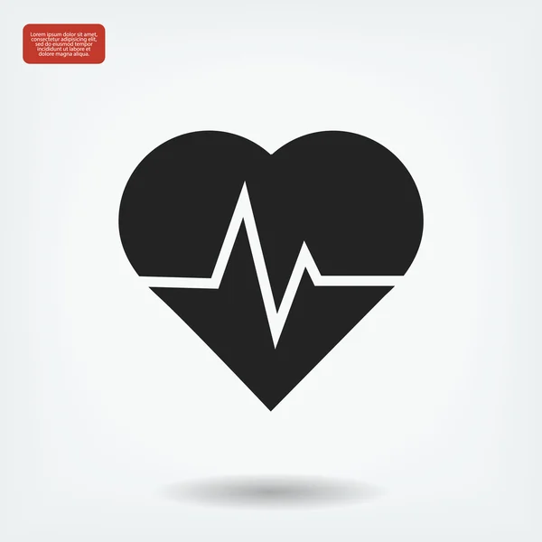 Icono plano latido del corazón — Vector de stock