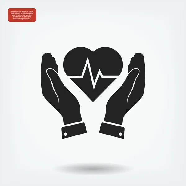 Corazón y manos icono — Vector de stock