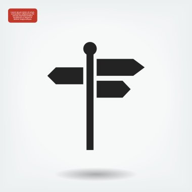 yön tabelası düz simgesi