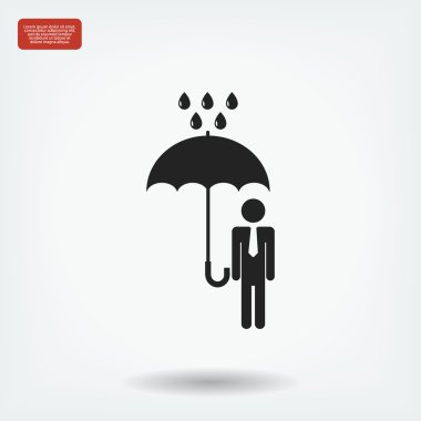 bir şemsiye yağmur simgesi olan adam