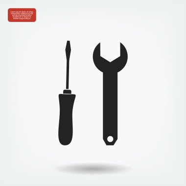 İngiliz anahtarı ve tornavida simgesi