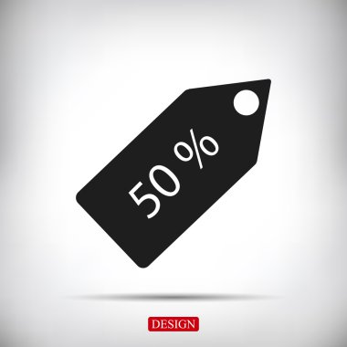 % 50 etiketi vektör simgesi