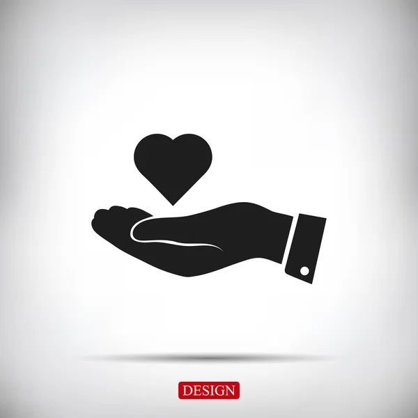 Coração na mão vetor ícone — Vetor de Stock