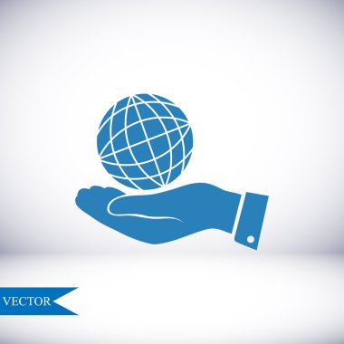 Dünya dünya el simgesi ile