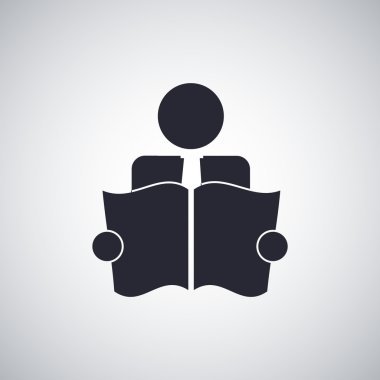 Kitap okuyucu düz simgesi