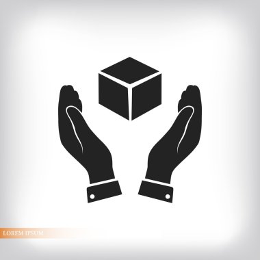 küp ve elleri düz simgesi 