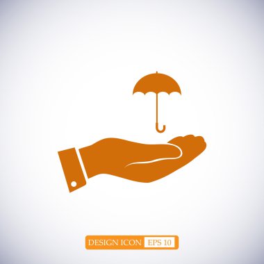 şemsiye ile el düz simgesi