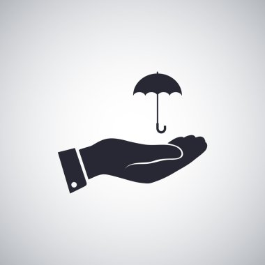 şemsiye ile el düz simgesi