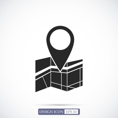 İğne yassı simgesiyle harita