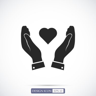 eller düz simgesi kalp