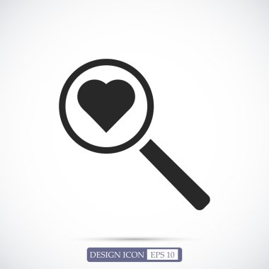 kalp arama düz simgesi