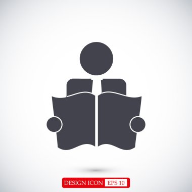 Kitap okuyucu düz simgesi