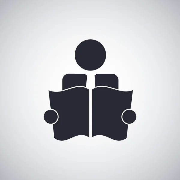 Leitor de livros ícone plano — Vetor de Stock