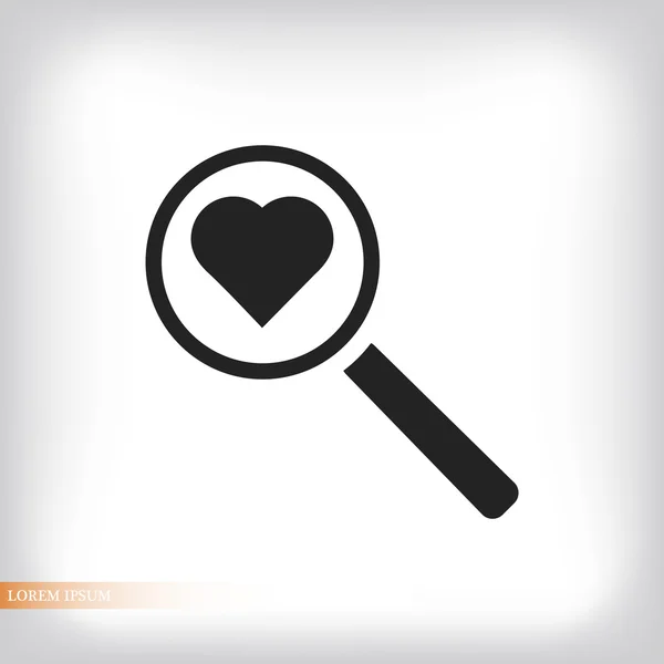 Ícone plano de busca de coração —  Vetores de Stock
