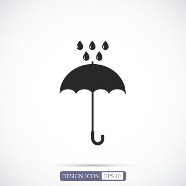 Şemsiye ve yağmur damla düz simgesi