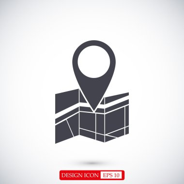 İğne yassı simgesiyle harita