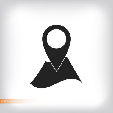 Harita düz simgesine pin 