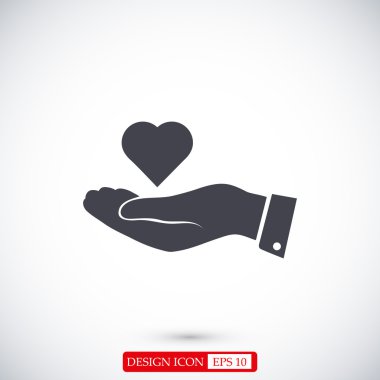 kalp el düz simgesi