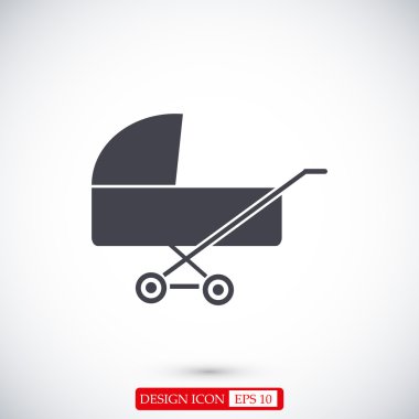Çocuk arabası düz simgesi