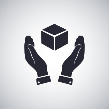 küp ve elleri düz simgesi 