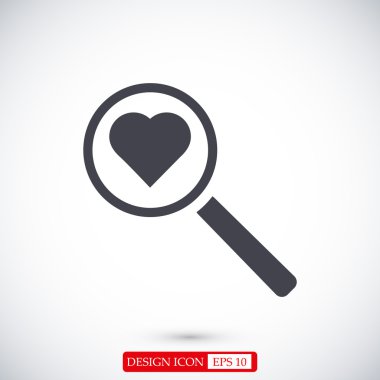 kalp arama düz simgesi