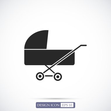 Çocuk arabası düz simgesi